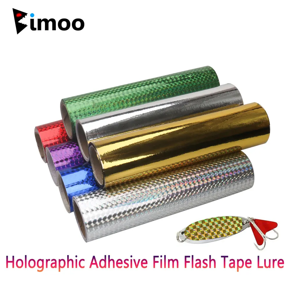 

Bimoo Holographic Adhesive Film Sticker Flash Tape Fishing Lure DIY Jig Lure Squid Skin Metal Hard Baits sabiki Bait Fly Tying