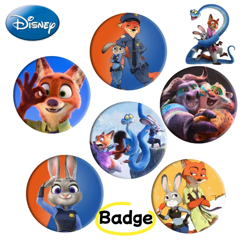 

Disney Zootopia Judy Nick and Clawhauser мультфильм милый аниме узор значок на булавке Kawaii украшение для студенческих рюкзаков, подарков