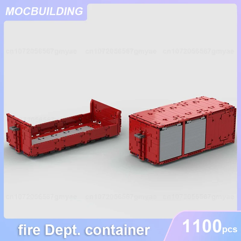 Fire Dept. Hooklift Container Pack Model MOC Building Blocks DIY Assemble Bricks Creative Transportation Xmas Toys Gifts 1100PCS