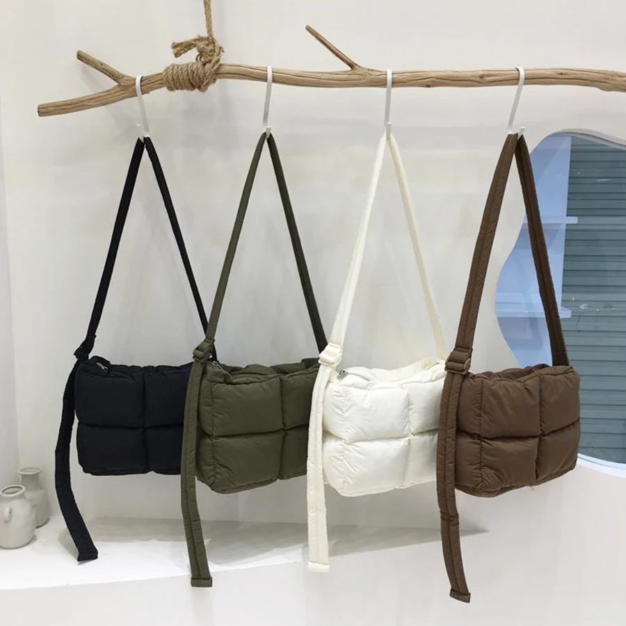 

Сумки через плечо с квадратным вырезом для женщин, весенние новые модные сумки с хлопковой подкладкой, однотонные сумки-тоут большой вместимости, стеганые сумки-тоут