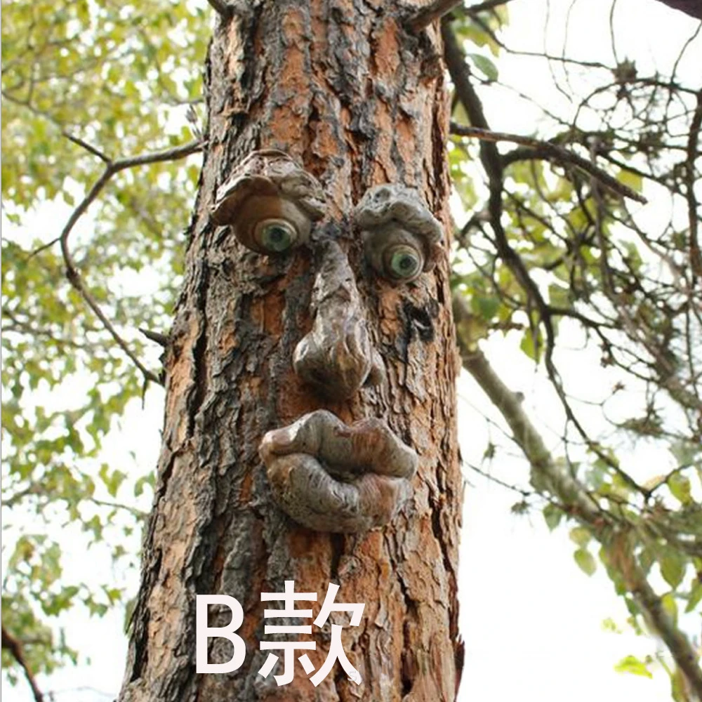 New garden decoration resin crafts, bark face tree monster facial features, outdoor creative decoration garden decoration