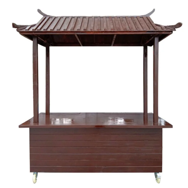

New Chinese-style anti-corrosive wood truck, antique mobile trolley, wooden night market stall, displayevent dining car