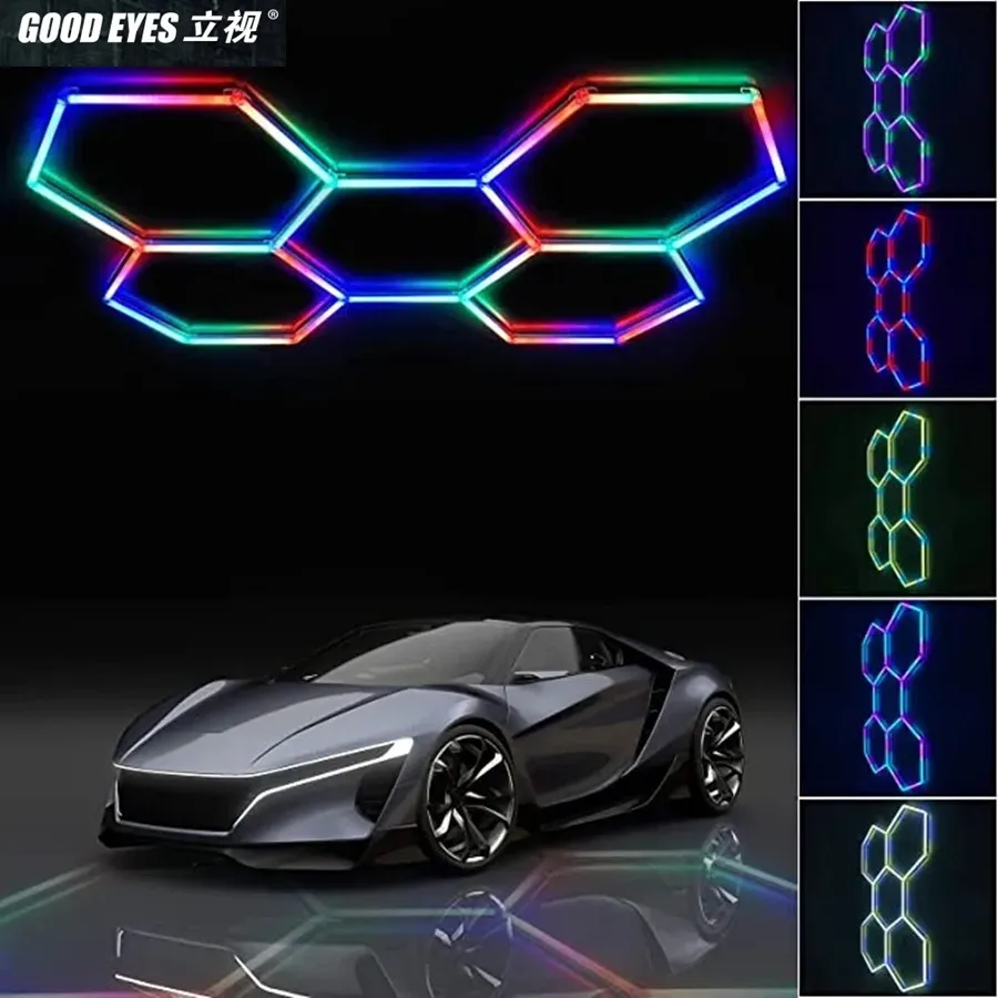 

5 Hexagon Rhythm Recognition Lamp RGB HEX KIT Latest Hexagon Lighting Kits with Vibrant RGB Color Changing LEDs Connect Plug-in