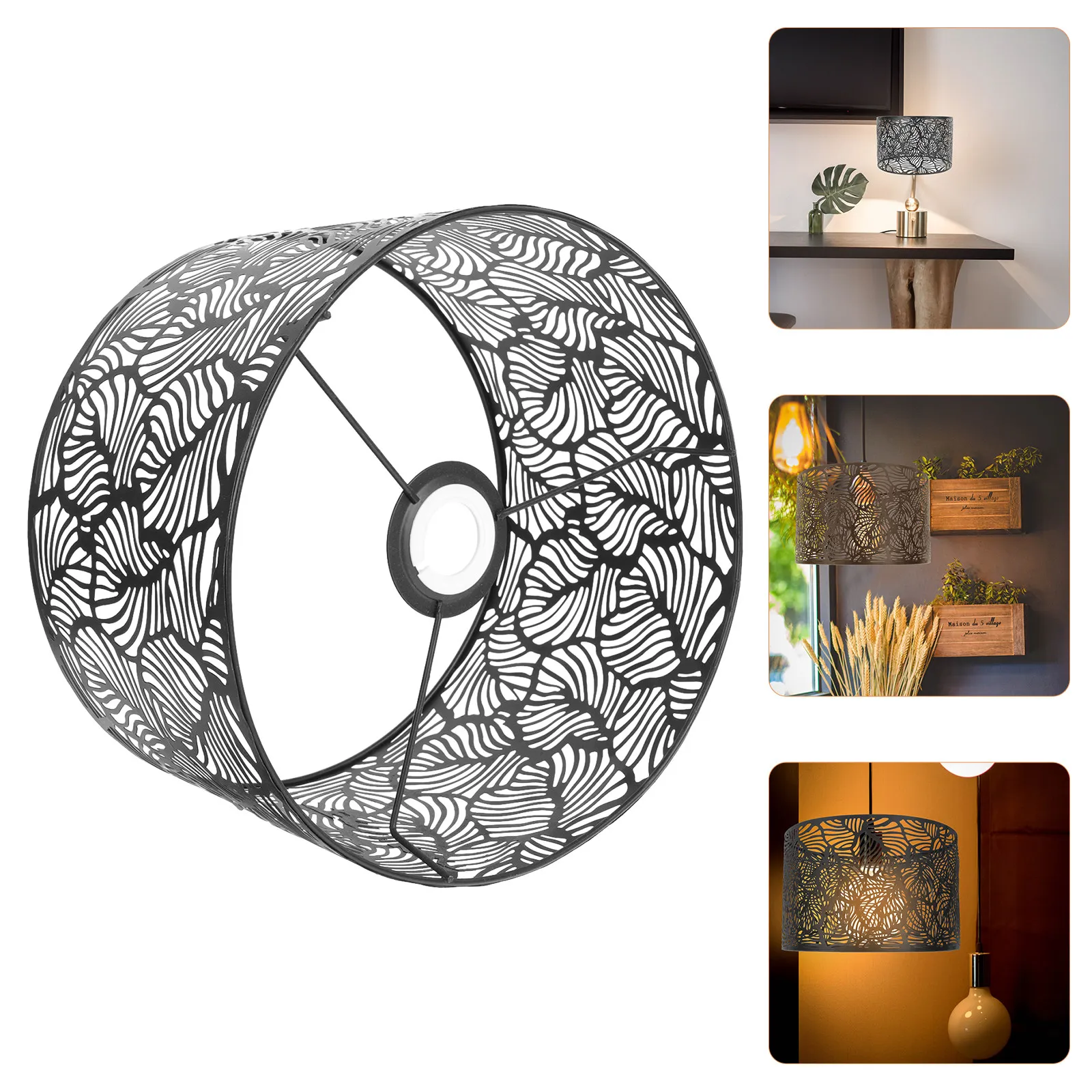 

1 шт. Премиальный металлический ажурный абажур с художественной резьбой, современный шикарный декор для домашнего освещения, для настольных и напольных ламп