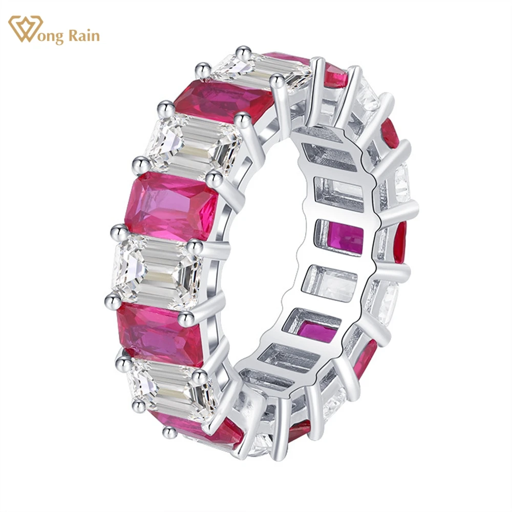 

Wong Rain 925 Sterling Silver Radiant Emerald Cut Ruby Lab Sapphire Gemstone Fine Ring for Women Wedding Band Jewelry Wholesale