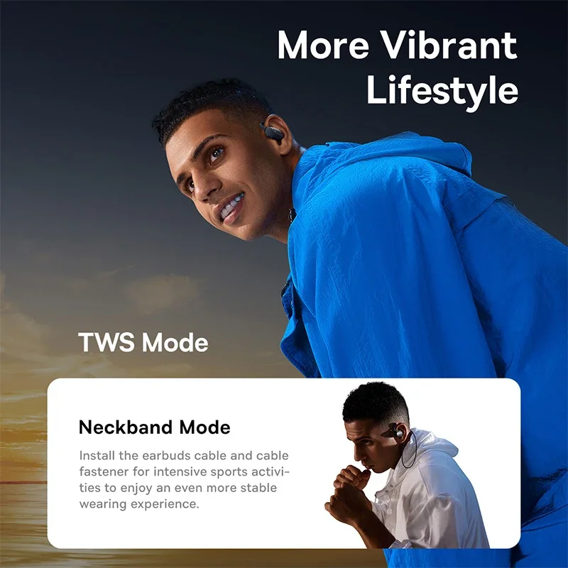 Baseus Eli Sport 1 سماعات أذن مفتوحة OWS بلوتوث 5.3 سماعات لاسلكية سماعات توصيل هوائي صوت جهير سماعات أذن رياضية