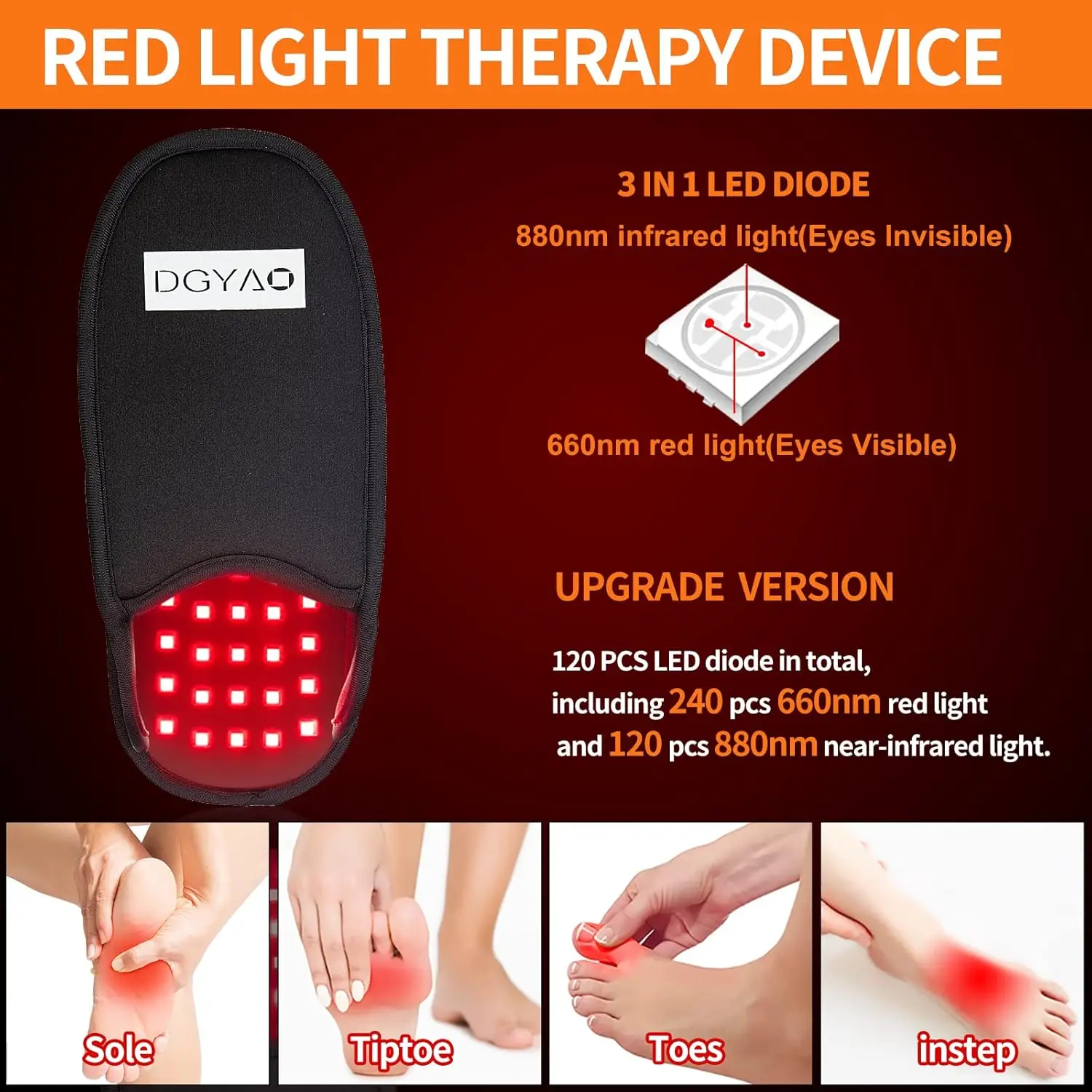 Red Light Therapy Slippers Foot Pain Relief 660 & 880nm Light Ther  Cleared for Heel Toe Feet In