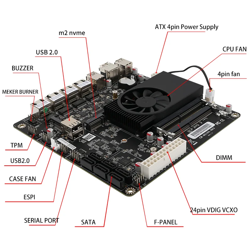 NAS 데몬 보드, N5105, N6005, 6 개의 SATA 3.0, 듀얼 M.2, ITX, 4 개의 I226-V 닉스