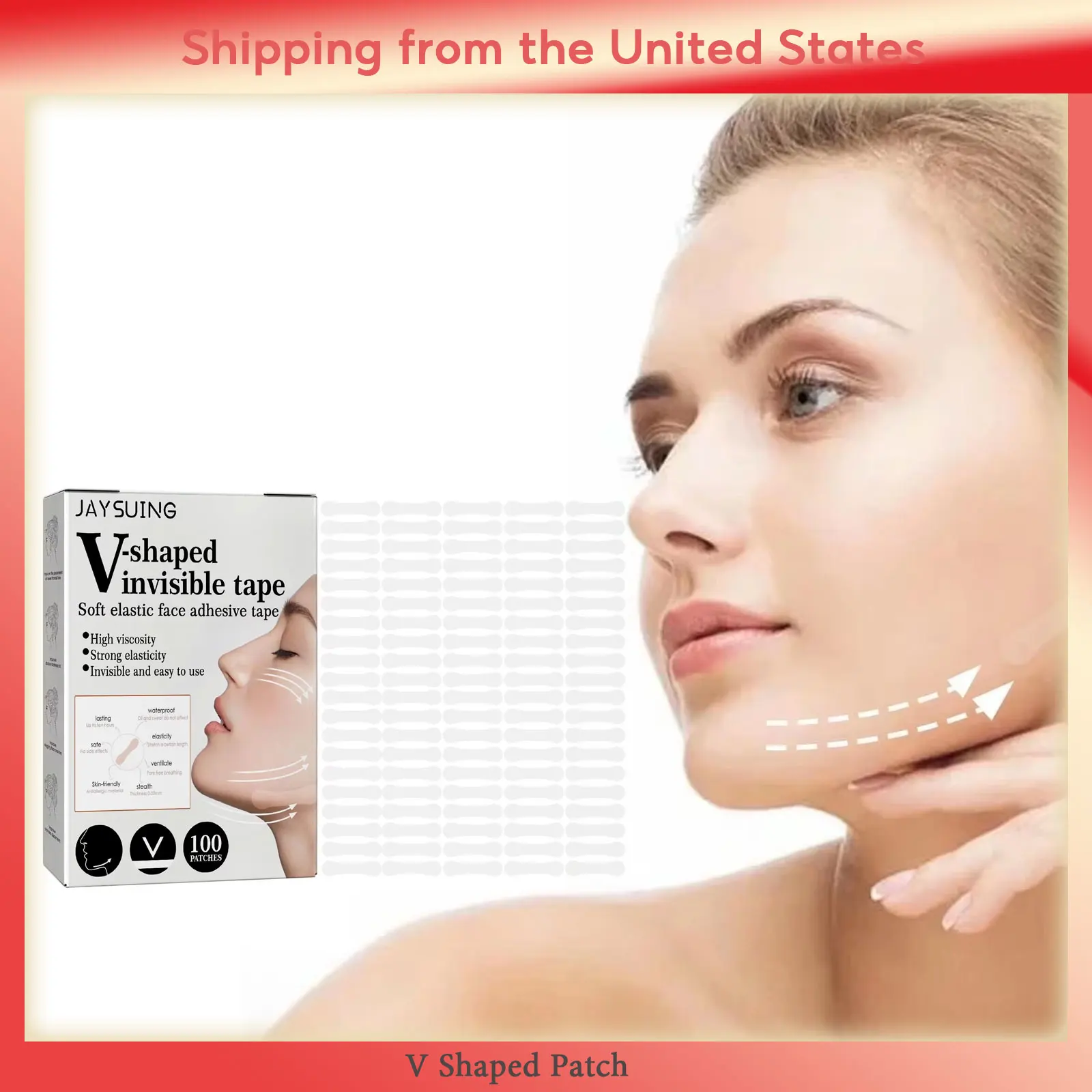 

V Shaped Patch Lift Firm Fa-t Bu-rning Wrin-kle Remover Face Slim-ming Reduce Neck Fine Line Rejuvenation Tightening Face Patch