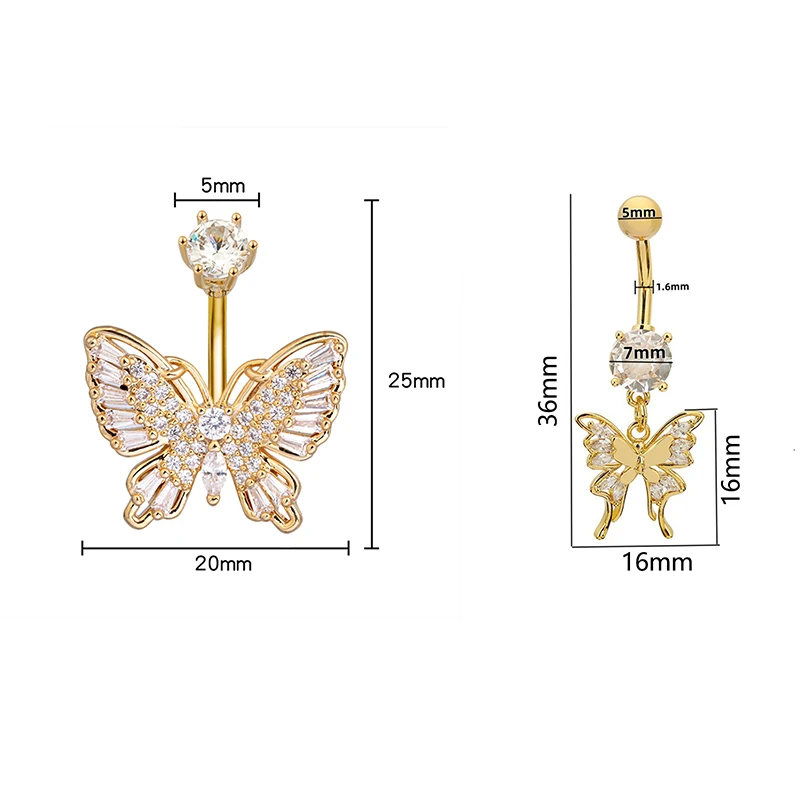 Anel de umbigo borboleta simples para mulheres meninas moda umbigo anéis piercing de barriga jóias de aço inoxidável anéis de umbigo