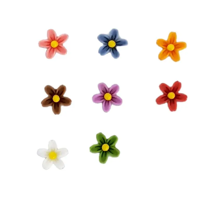 100 Pcs New 7mm Cute Mixed Mini Flower Flat Back Resin Cabochons Scrapbooking DIY Jewelry Craft Decoration Accessorie L66