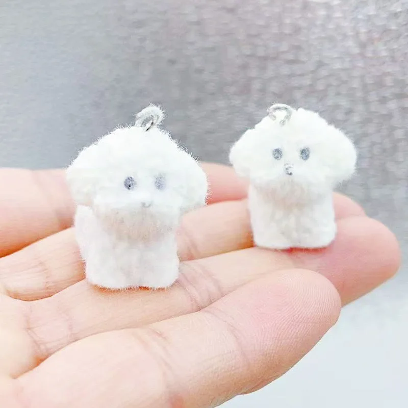 10pcs Flocked Dog Cartoon 3D Animal Little Koji Teddy Golden Hair Car Keychain Bag Decoration DIY view 5