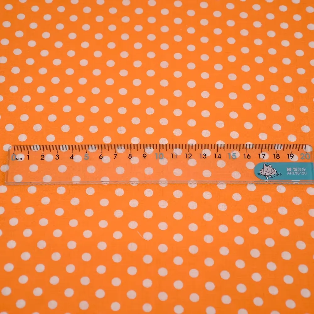 50X150CM White Orange Polka Dot Printed Cotton Fabric Patchwork Home Textile Decoration Clothing DIY Sewing Scrapbooking Doll's