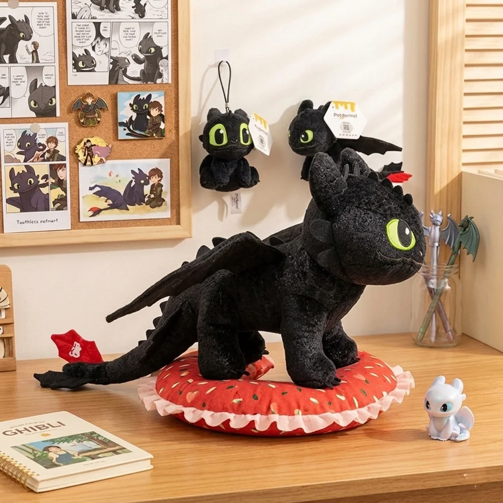 Peluche Fureur Nocturne Sans Dents, Jouet en Peluche Fureur Lumineux Adorable, Comment Enlever Son Dragon, Décoration de Chambre Anime, Cadeau pour les Fans