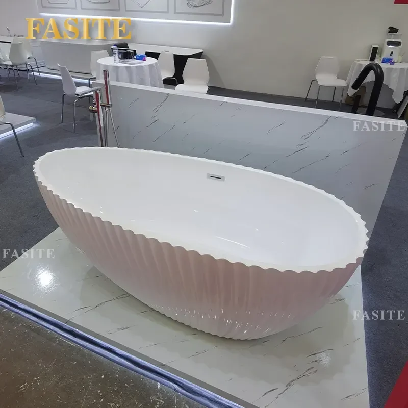 For Hotel Oval Seamless Acrylic Bathtub Deep Soaking Goose Egg Grille Design Thermal Insulation