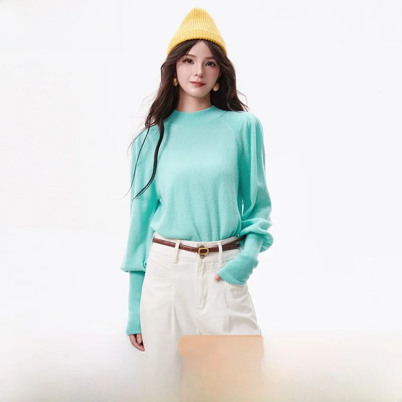 

Slim Fit Long Sve Knitwear Women's Crew Ne Pullover Faionable Stretchy Winter 2025 round Ne Color Sweater