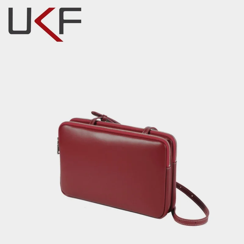 

UKF Korean Niche Retro High-End Commuting Large-Capacity Double-Layer Briefcase Shoulder Bags For Woman Crossbody Purse Trend