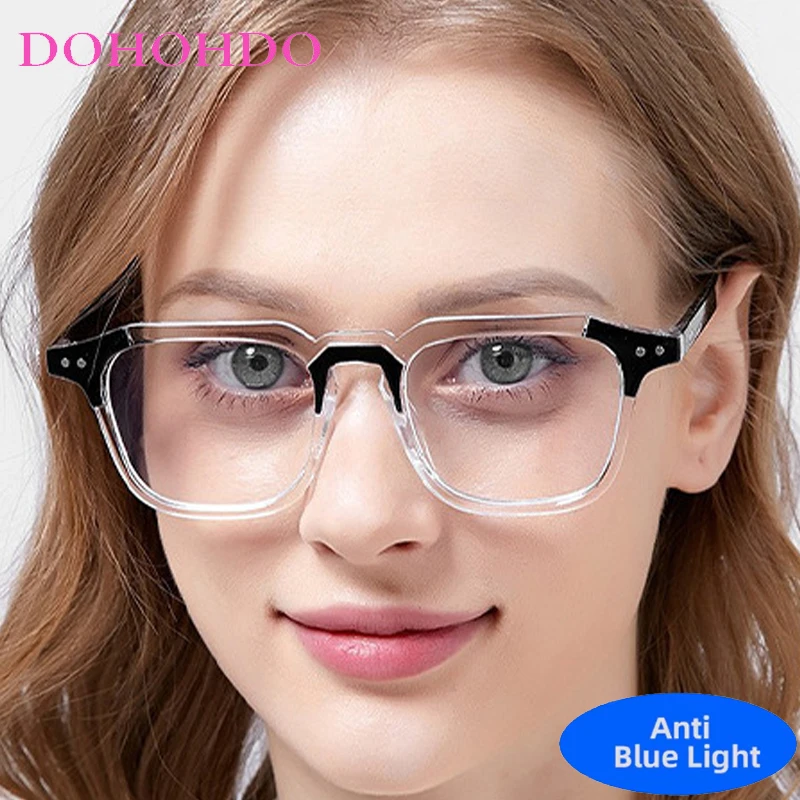 

Classic Brand Designer Square Optical Glasses Men Women Fashion Trendy Computer Blue Light Blocking Glasses For Office Work Очки