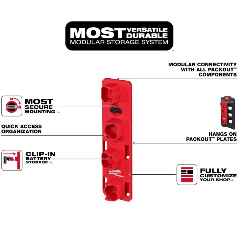 Milwaukee 48-22-8338 PACKOUT M12 Battery Rack Exhibition Storage Power Tool Accessories