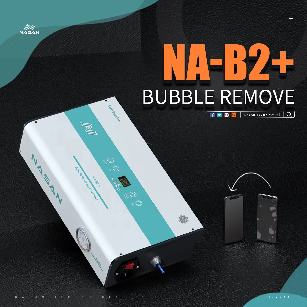 NASAN B2 + LCD مزيل فقاعات الهواء 7 بوصة المدمج في ضاغط الهواء آلة إزالة الفقاعات للهواتف المحمولة شاشة إصلاح أدوات تجديد