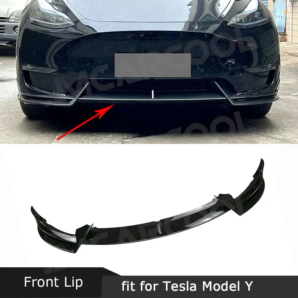 

Front Bumper Lip for Tesla Model Y 2018+ Car Front Chin Spoiler Splitter Anti-crash Cover Car Accessories ABS Carbon Look