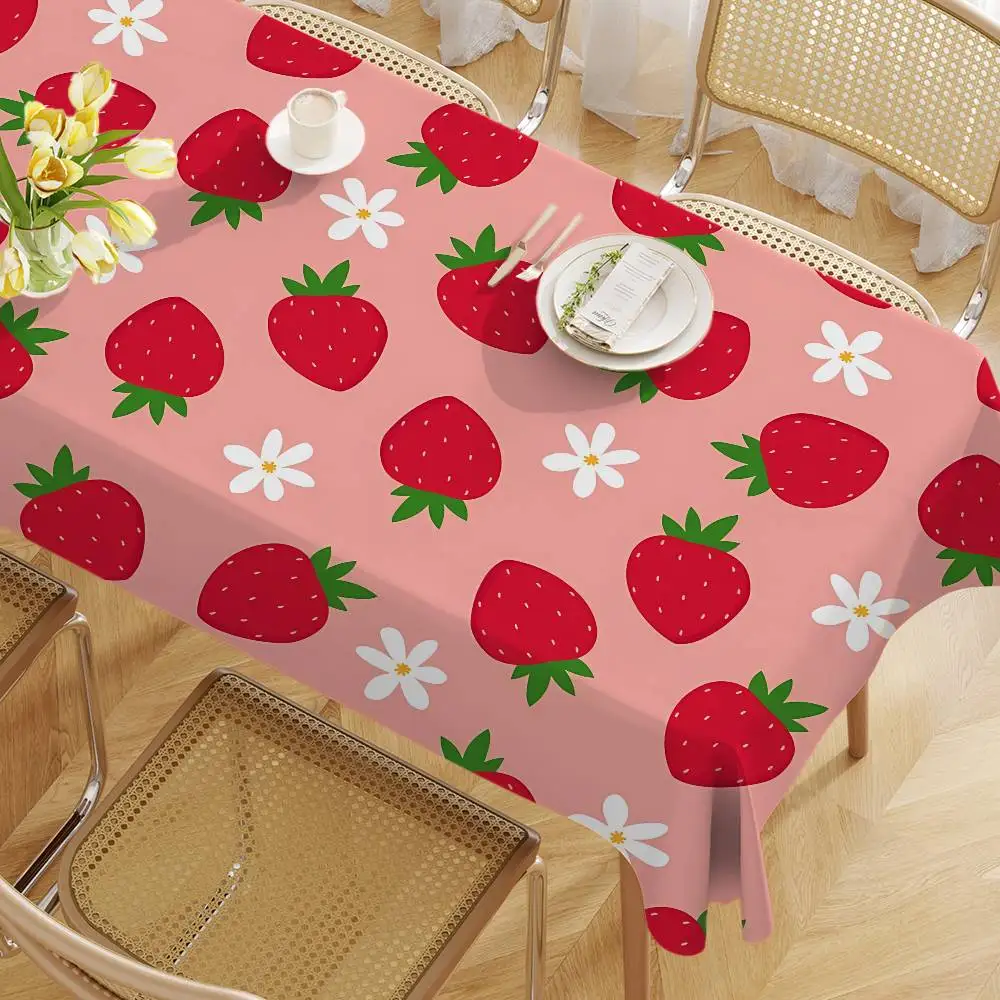 Erdbeere süße Kawaii Tischdecke wasserdicht schmutzabweisend Party Dekoration Restaurant Café Esstisch Tischdecken 90 x 140 cm