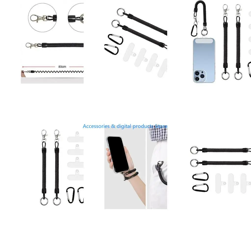 77JD Retractable Lanyard Tether for Most Universal Stretchy Strap Phone Anti Lost Tether for Outdoor Skiing
