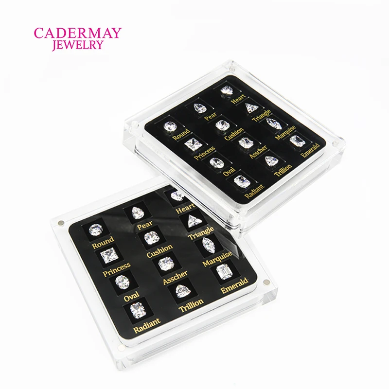 Cadermay Jewelry 12 Shapes Compare Diamond Shape 6A Cubic Zircon Diamond Master Stones Set Diamond Tools