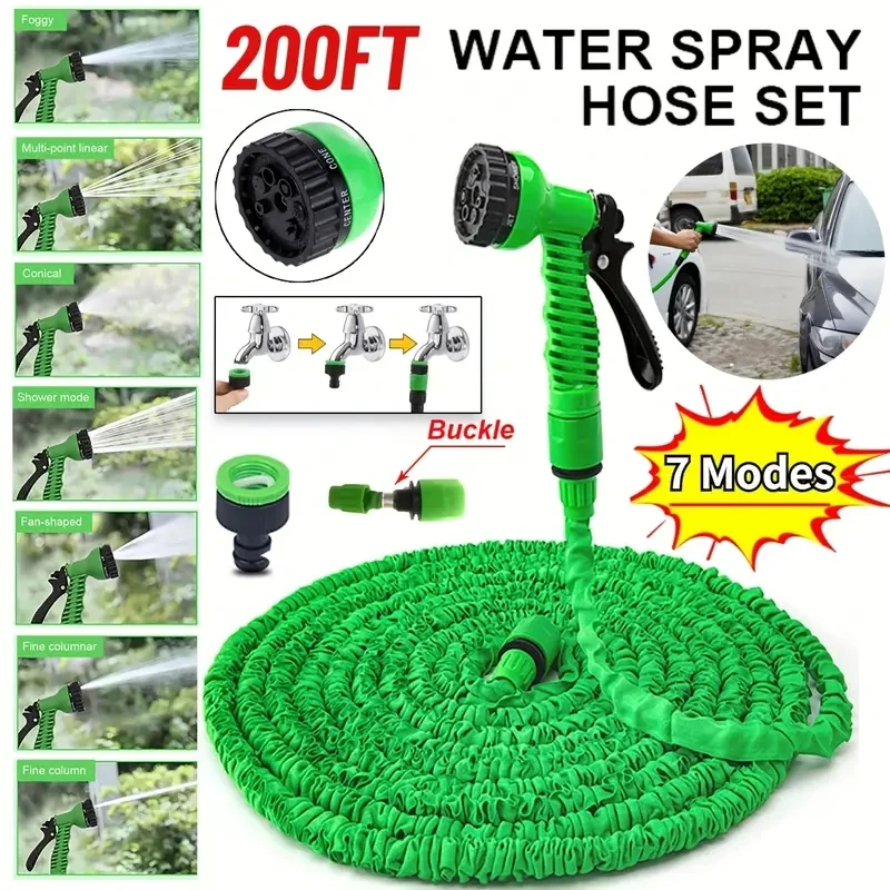 Mangueira Mágica Expansível de 25FT-200FT, Design Leve, Materiais Duráveis, 7 Funções de Pulverização, Ferramentas de Irrigação para Casa e Jardim