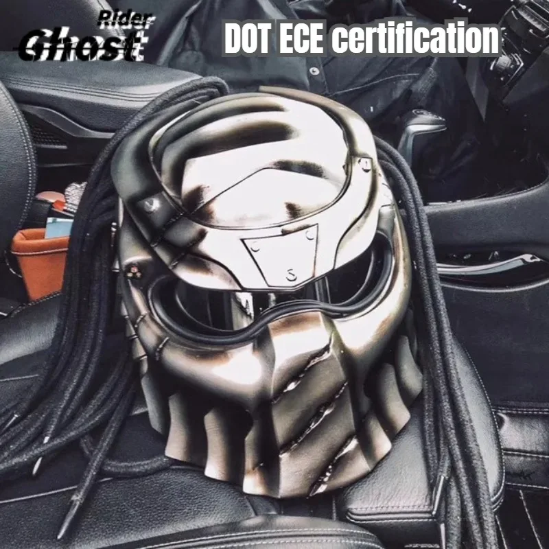 

HOT Racing Full Coverage of Carbon Fiber Predator Helmet Motorcycle Retro Motorcycle Cool Full Helmet DOT ECE Certified