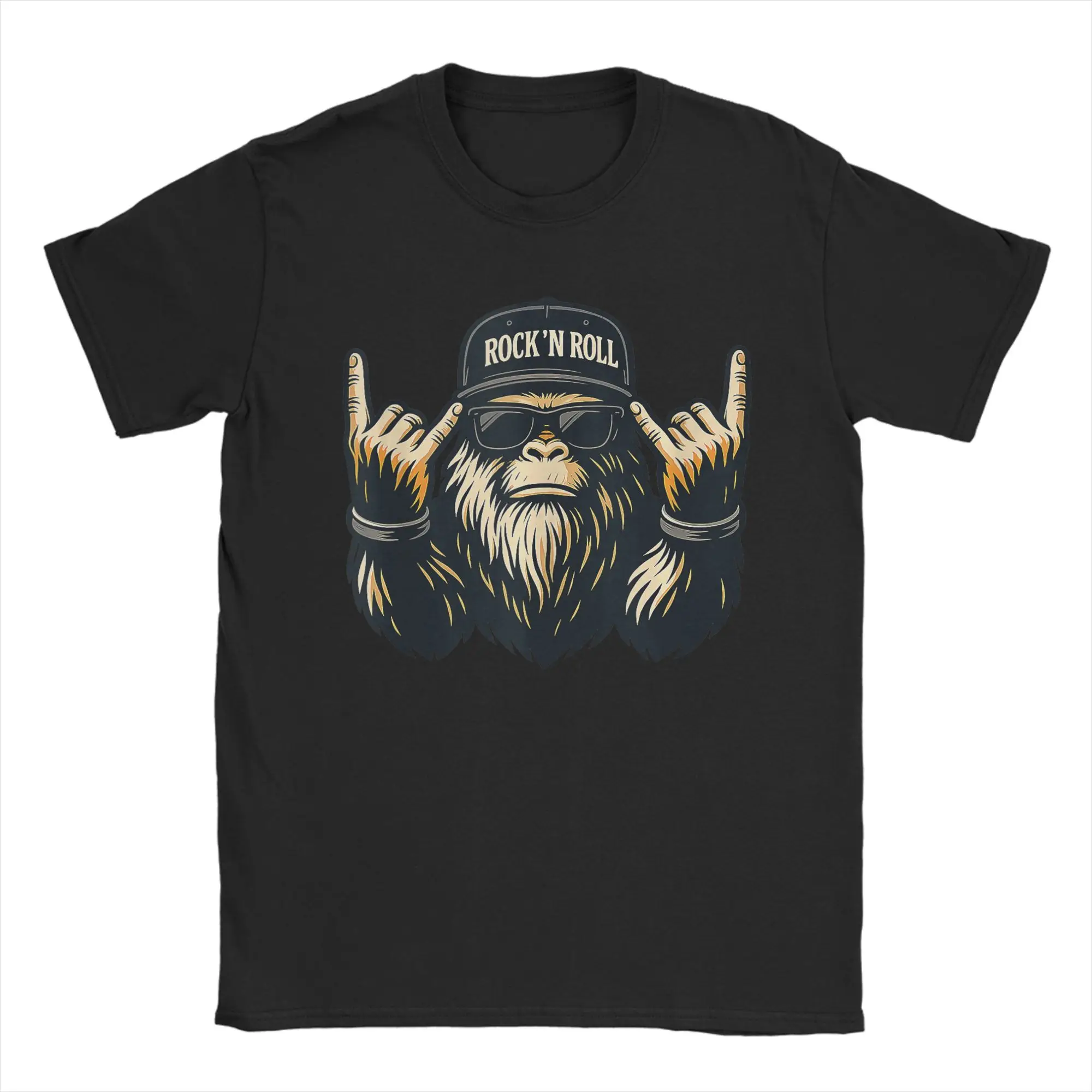 

Bigfoot Rock On Sasquatch Heavy Metal Vibes T Shirt Summer Cotton T Shirts Men Novelty Tee Shirt Short Sleeve Vintage Top Tees