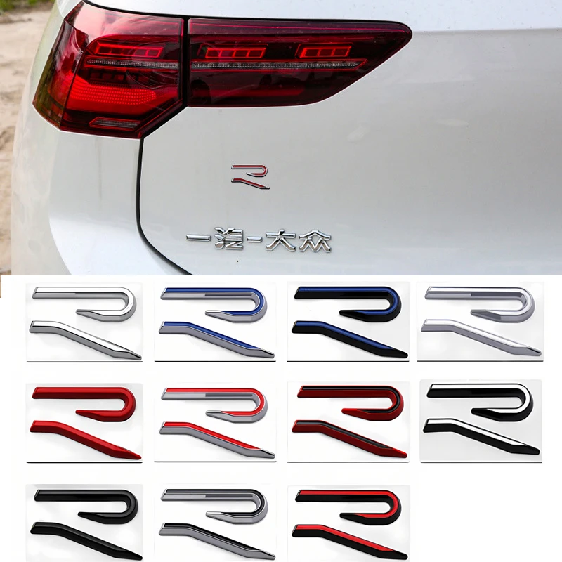 New R Emblem Car Metal Body Tail Trunk Sticker Accessories For Volkswagen VW GTI Rline Polo Golf MK8 Touareg Passat Magotan CC