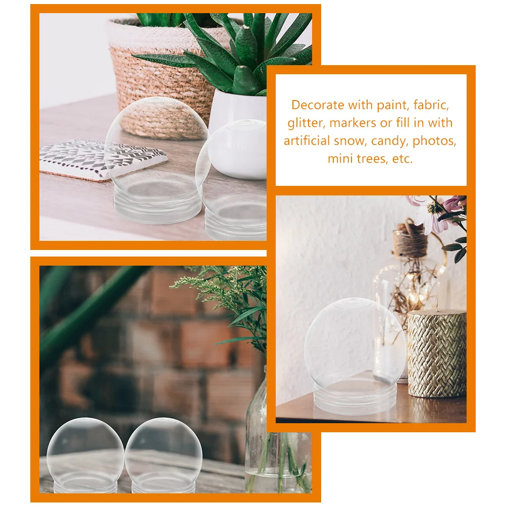 15 ชิ้น DIY ลูกโลกหิมะลูกโลกพลาสติกล้างน้ําเปล่ามินิเสาตกแต่งถังปลา