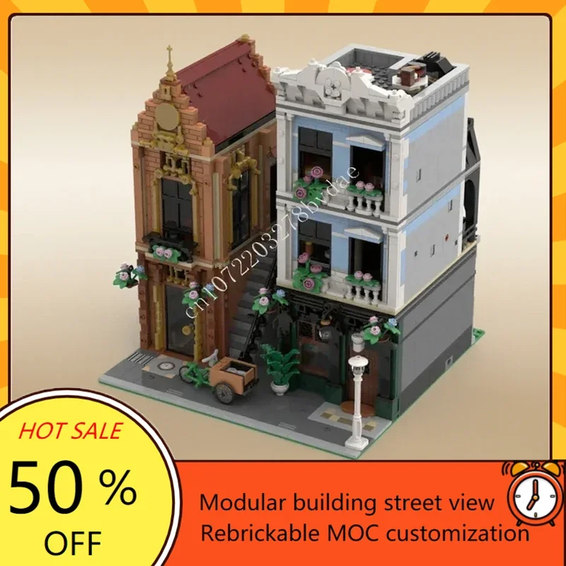 

3101 шт. DIY Тюдор и аптекарный модульный MOC, креативная модель с видом на улицу, архитектурная модель, пазлы на заказ, обучающая строительная игрушка в подарок