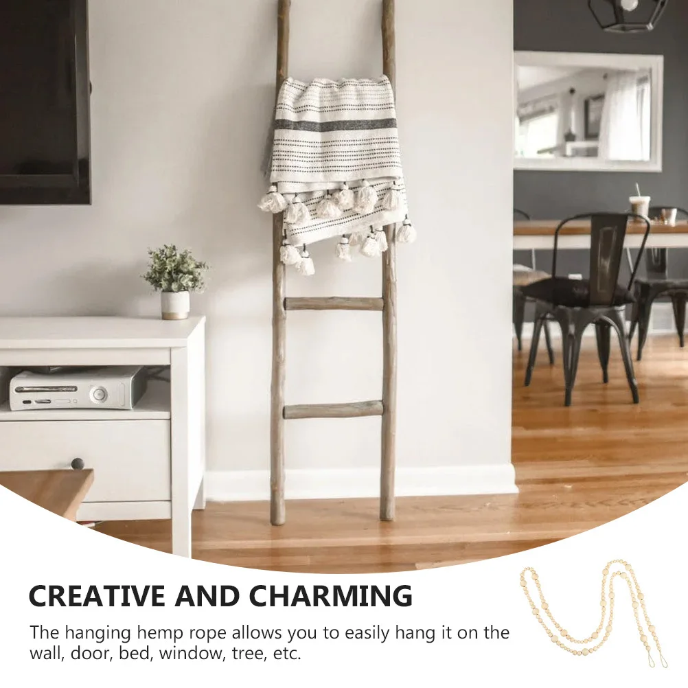 

Wood Color Wooden Bead Ornaments Christmas Decorations Twine Hanging Beads Garland