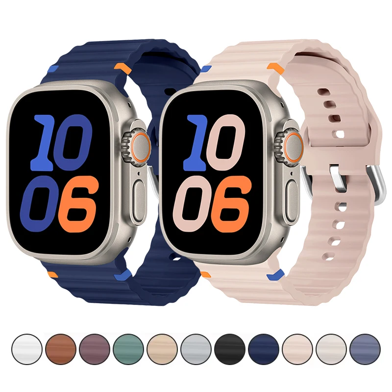 

Strap For Apple Watch Band 49mm 44mm 45mm 42mm 41mm 38mm 40mm correa Silicone sports bracelet iwatch 8 SE 7 6 5 Ultra 49mm