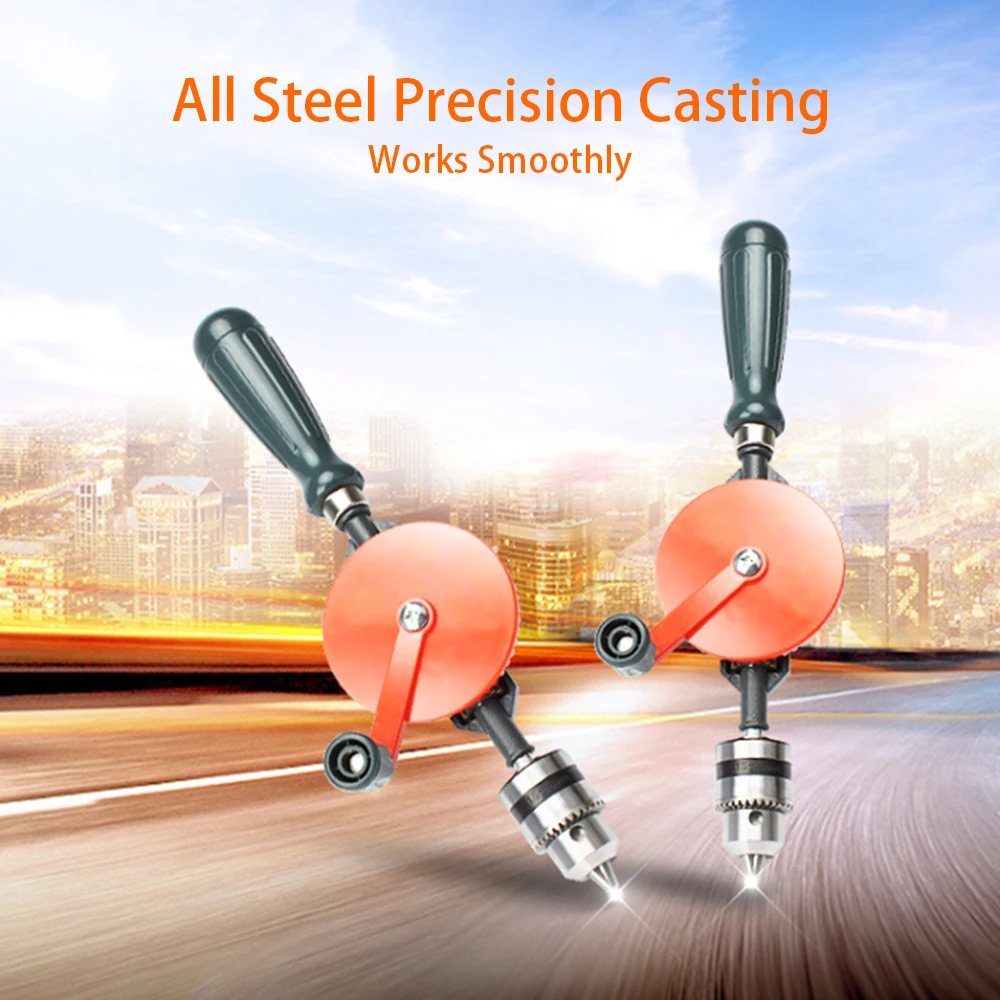 

Hand Crank Drill All Steel Casting Drilling Drill Portable Mini Manual Drill with Double Pinions Hand Drill Tool for Wood