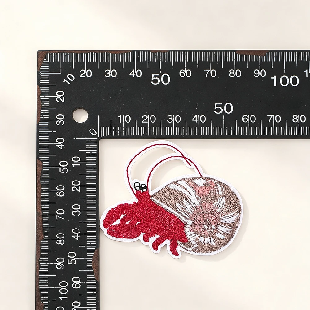 2 Stück Niedliche Meereskrabben-Stickerei-Aufkleber, Aufbügelbare Applikation für DIY-Jacken, Jeans, Hüte, Taschen, Kleidungsdekoration und Accessoires – Detail 2