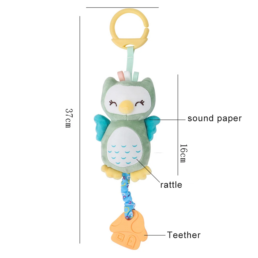 Animal Rattle Newborn Soft Stuffed Hand Grip Baby Toys Shaker Crinkle Squeaky Sensory Travel for Toddler Hanging Toy Gifts