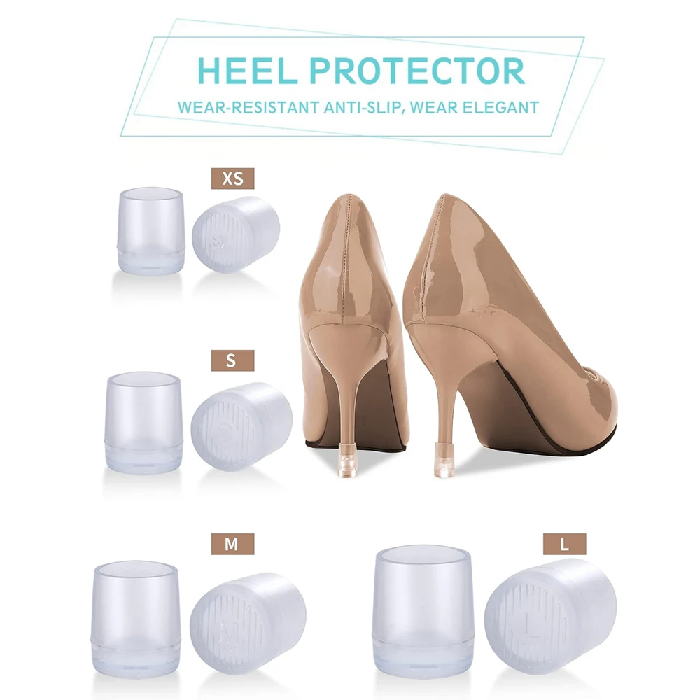 10 pares de protectores de tacón alto de PVC, zapatos de tacón de aguja, tapas de cubierta, tapones de talón, puntas de tacón antideslizantes para fiesta de boda nupcial