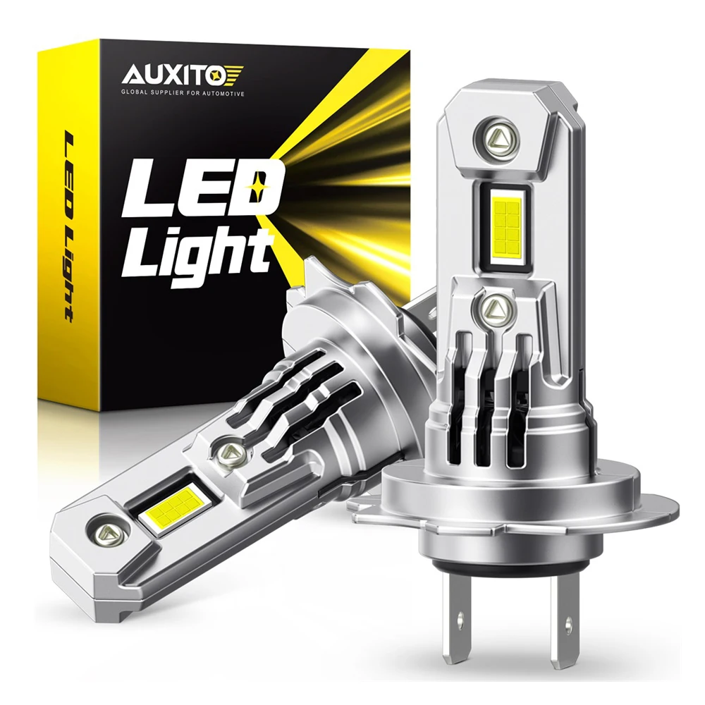 AUXITO 2Pcs 100W High Power H7 LED Bulb Turbo Headlight 6500K 20000LM 12V CSP Powerful Best H7 Ventilated LED Diode Lamp H7 Mini