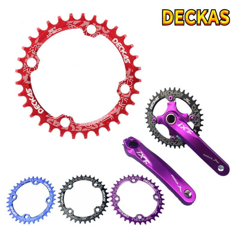 DECKAS 32T34T36T38T bicycle chainwheel mtb bike positive negative tooth chainring 104BCD round oval single disc crank chain ring