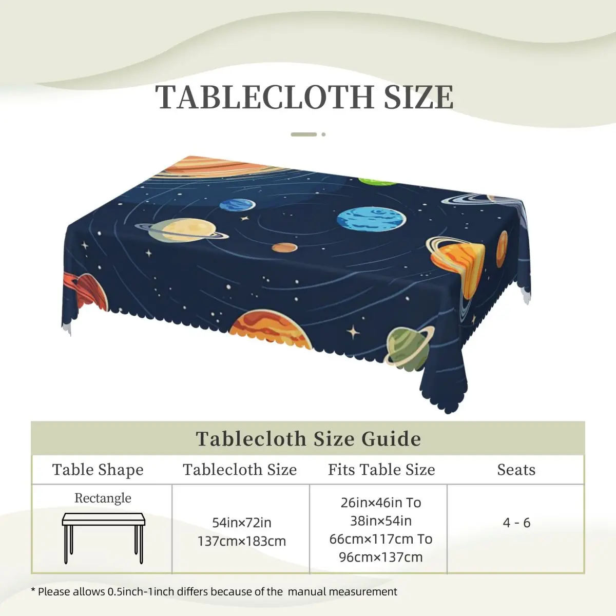 Solar System Space Planets Universe Tablecloth Restaurant Kitchen Rectangular Tablecloth Festival Tablecloth Dining Table Cover