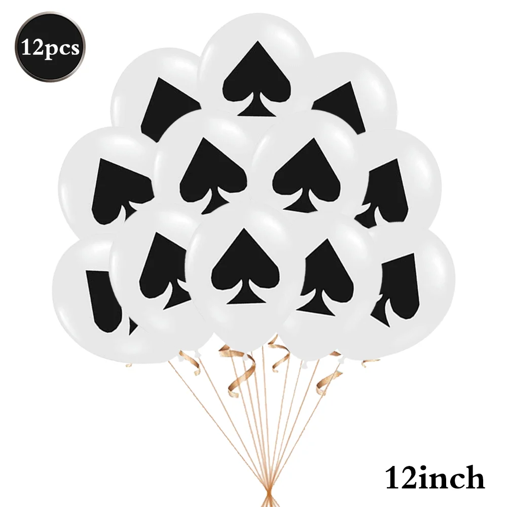 12pcs Poker Balloons Casino Theme Party Decorations Red Black Poker Cards Casino Balloons Las Vegas Casino Night Party Supplies view 4