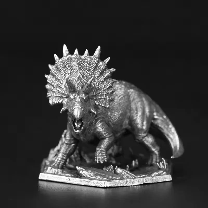 Mini Metal Dinosaur Model Action Figures Handmade Ornament Desktop Chess Pieces for Car Interior & Board Game - view 5