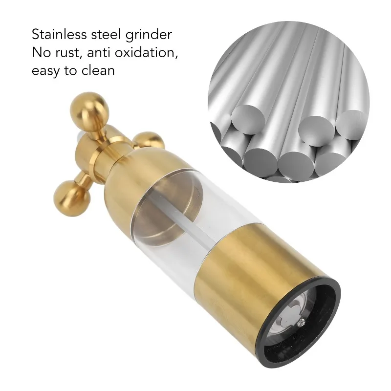 Kitchen Grinder, Pepper Mill Professional Refillable Ceramic Rotor Coarseness Adjustable Manual Pepper Salt Grinder for Kitchen