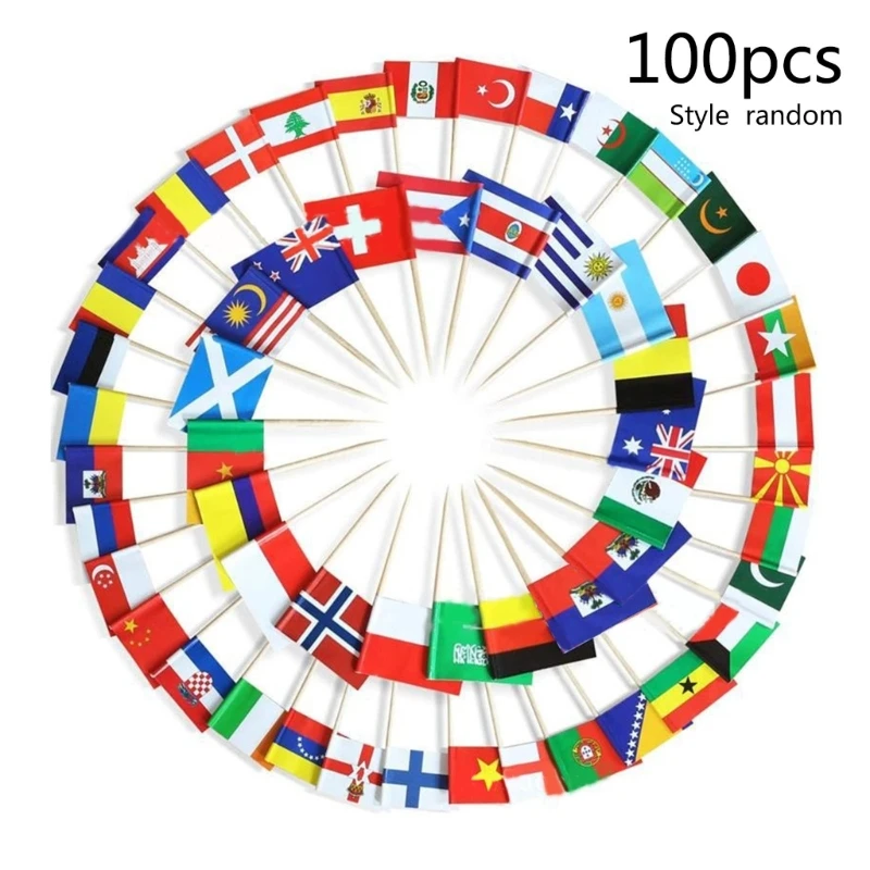 100pcs Toothpicks Flags, Eurovisions Food Flags, 100 Countries Cocktails Flags