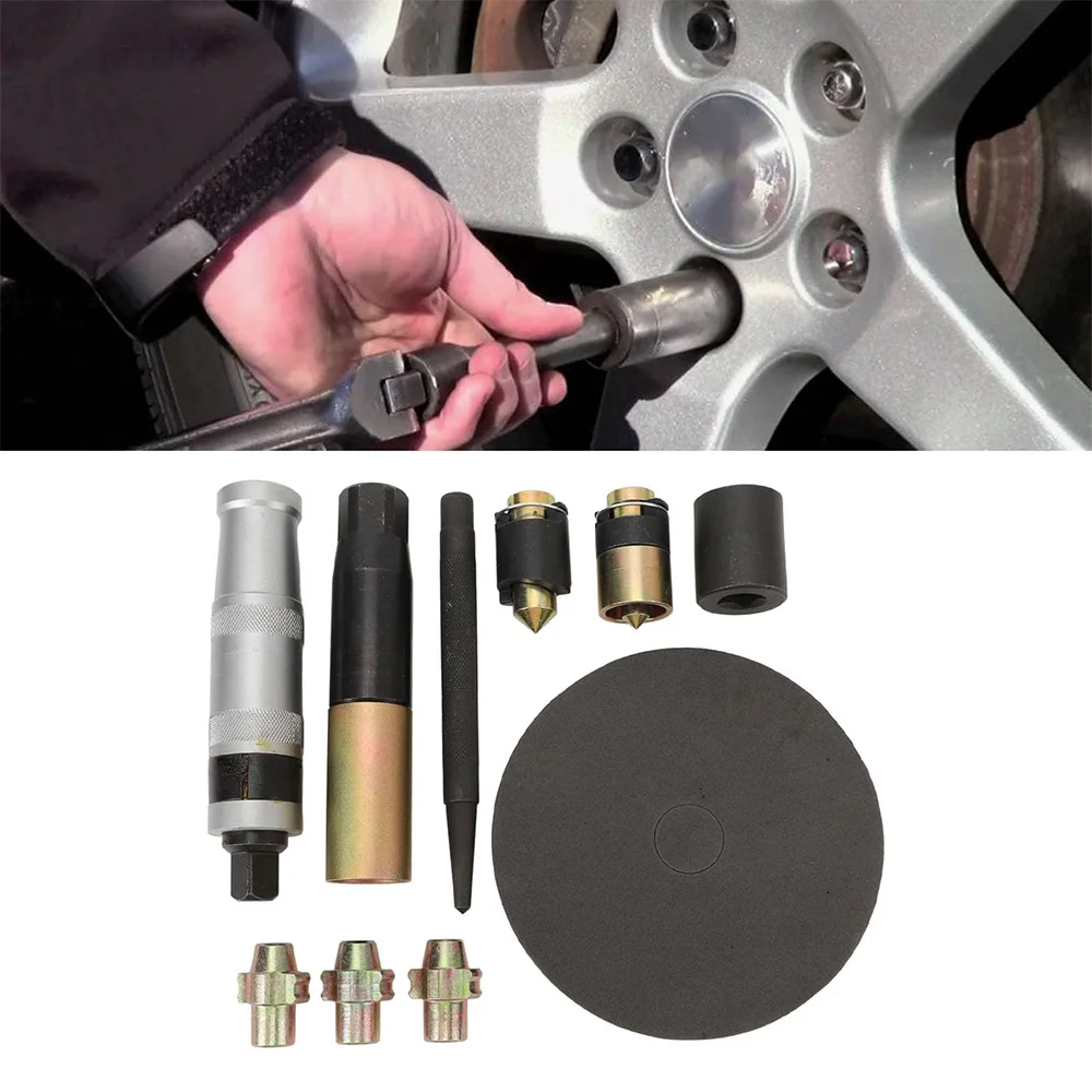 Kit d'outils universel Podofo pour le démontage des écrous de roue, extracteur de goujons, douille à chocs 24 mm pour BMW, Ford, VW, Volvo, Opel, PSA, pour écrous de roue bloqués, abîmés, arrondis, rouillés - Kit maître