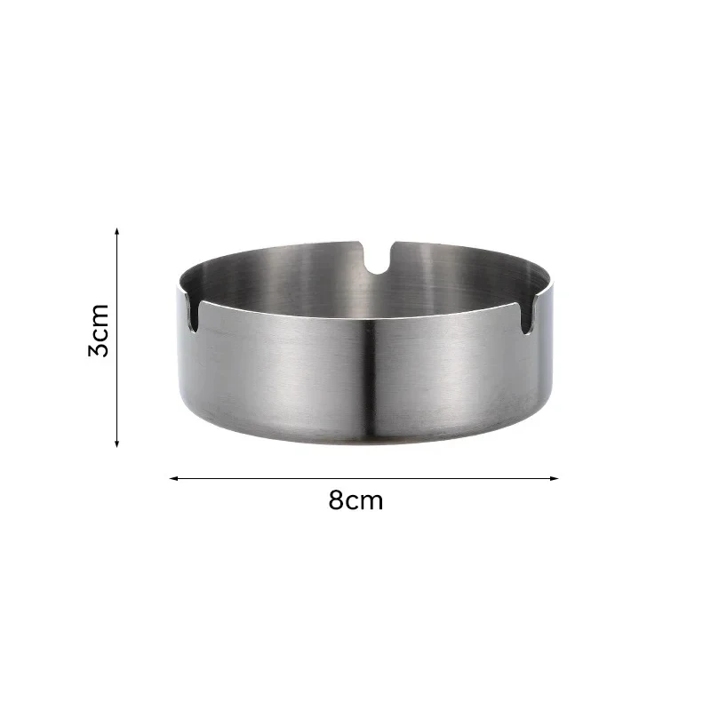 2024 New Round Stainless Steel Cigarette Ashtray Portable Tabletop Silver Metal Ash Tray for Smoker