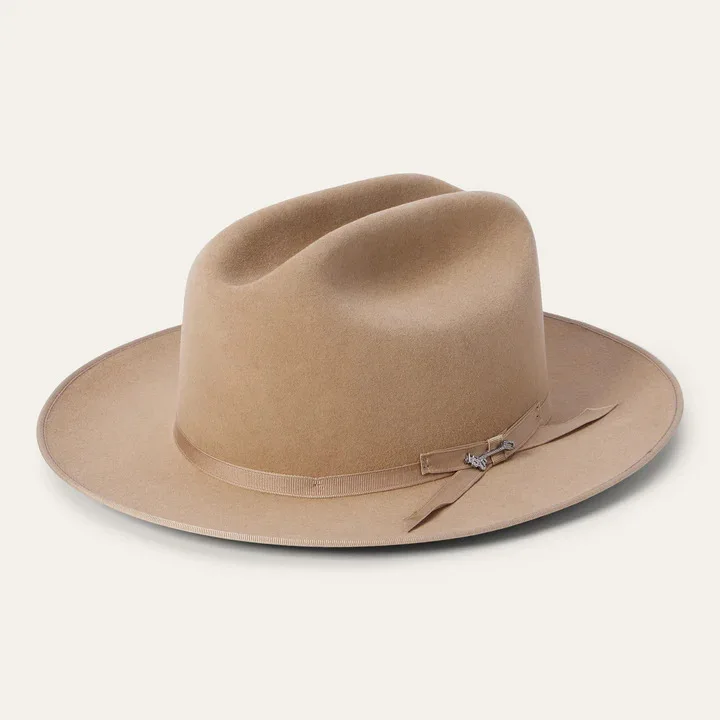 Cowboy Style Wool Felt Hat Solid Color Ribbon Decorated Felt Cowboy Hat